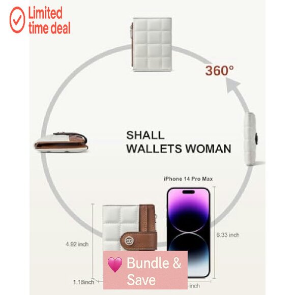 Leather RFID Blocking Bifold Wallet with Zipper Coin Pocket Compact - Picture 4 of 7